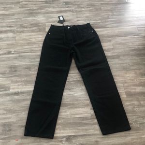 Black denim extra long straight leg